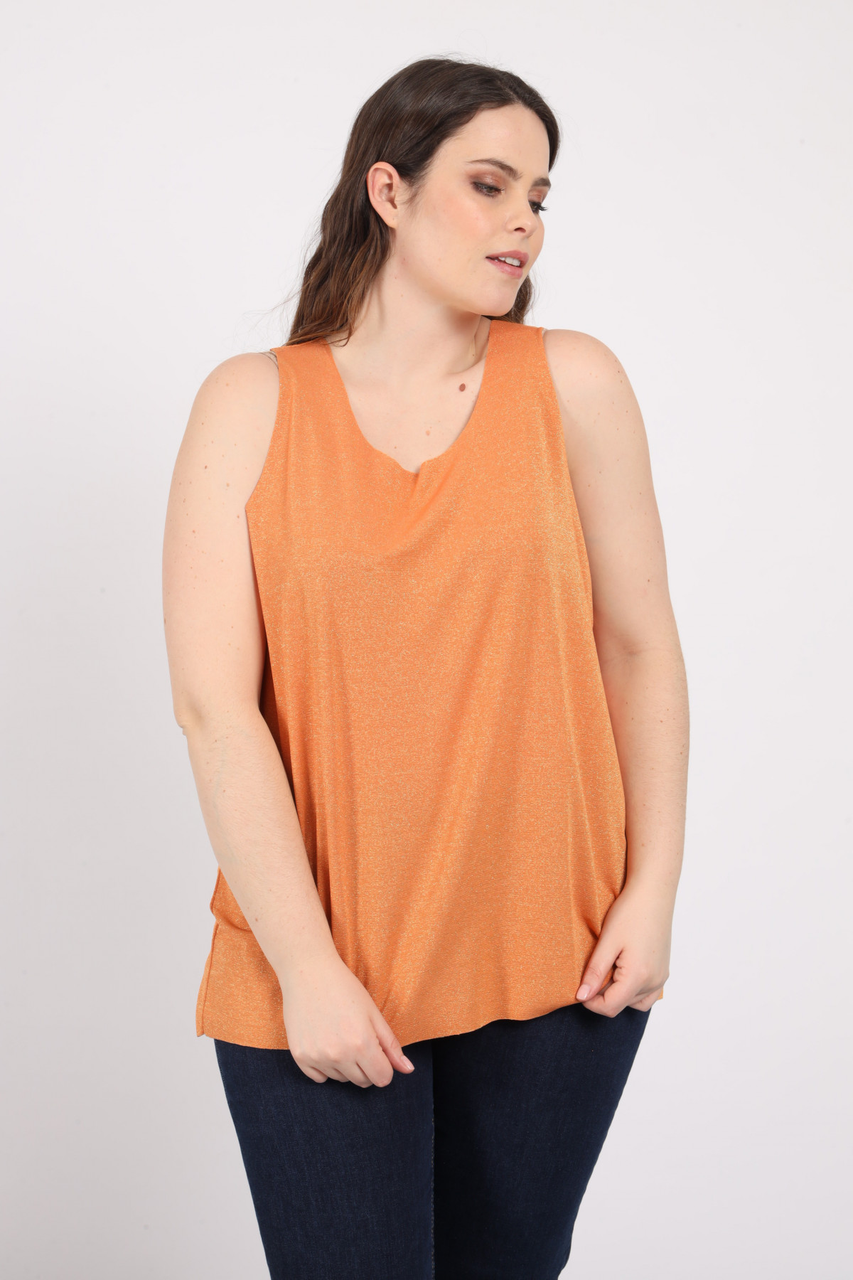 Round neck tank top in Lurex