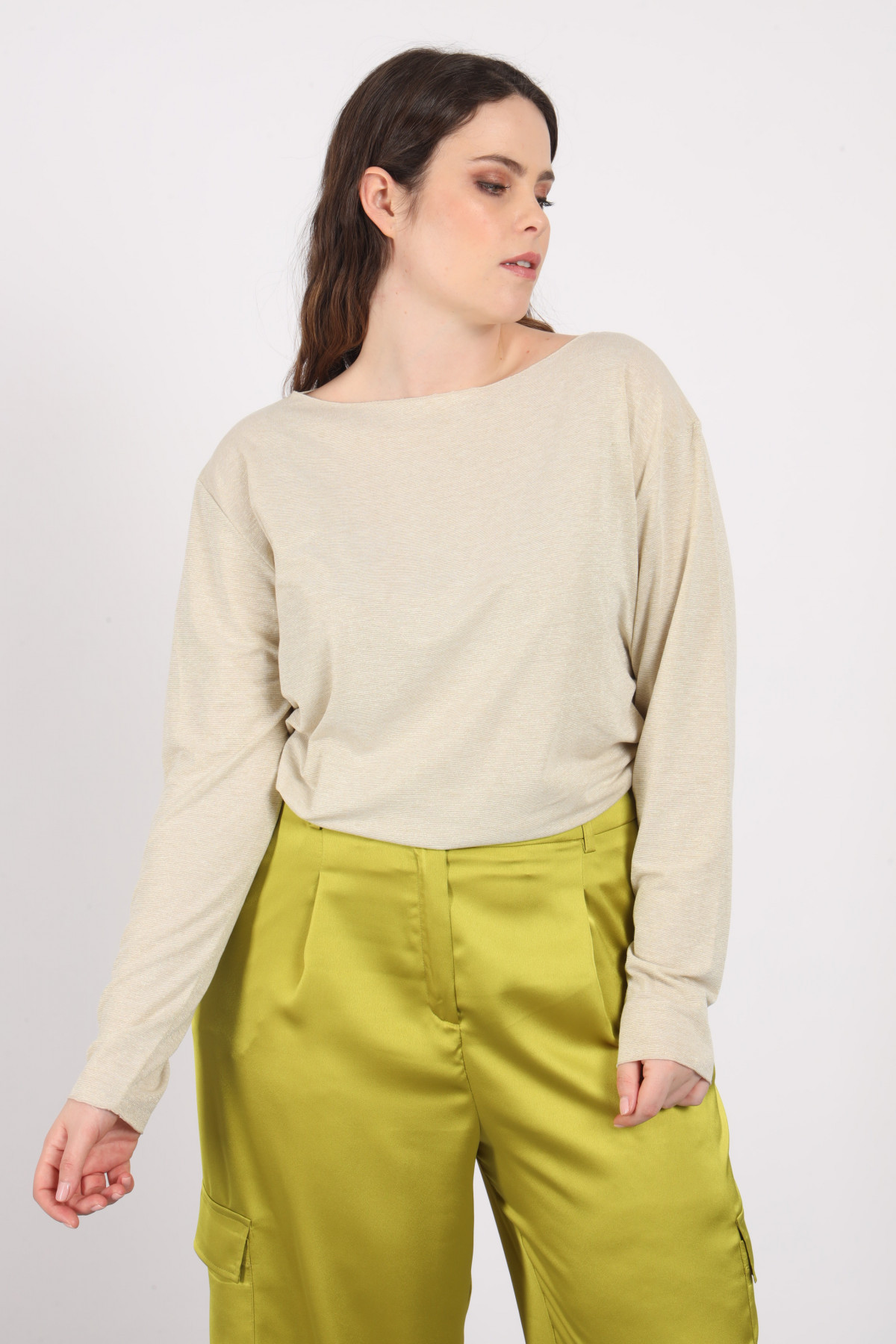 Lurex Whisk Neck Sweater