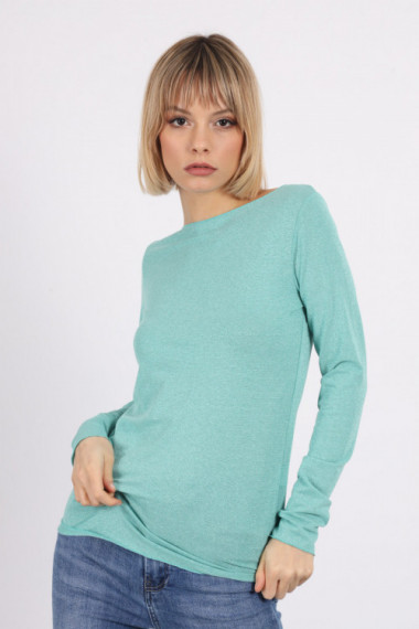 Boat neck sweater in Lurex