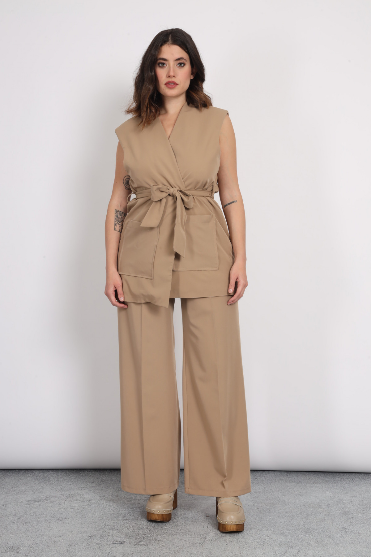 Palazzo trousers with pleats
