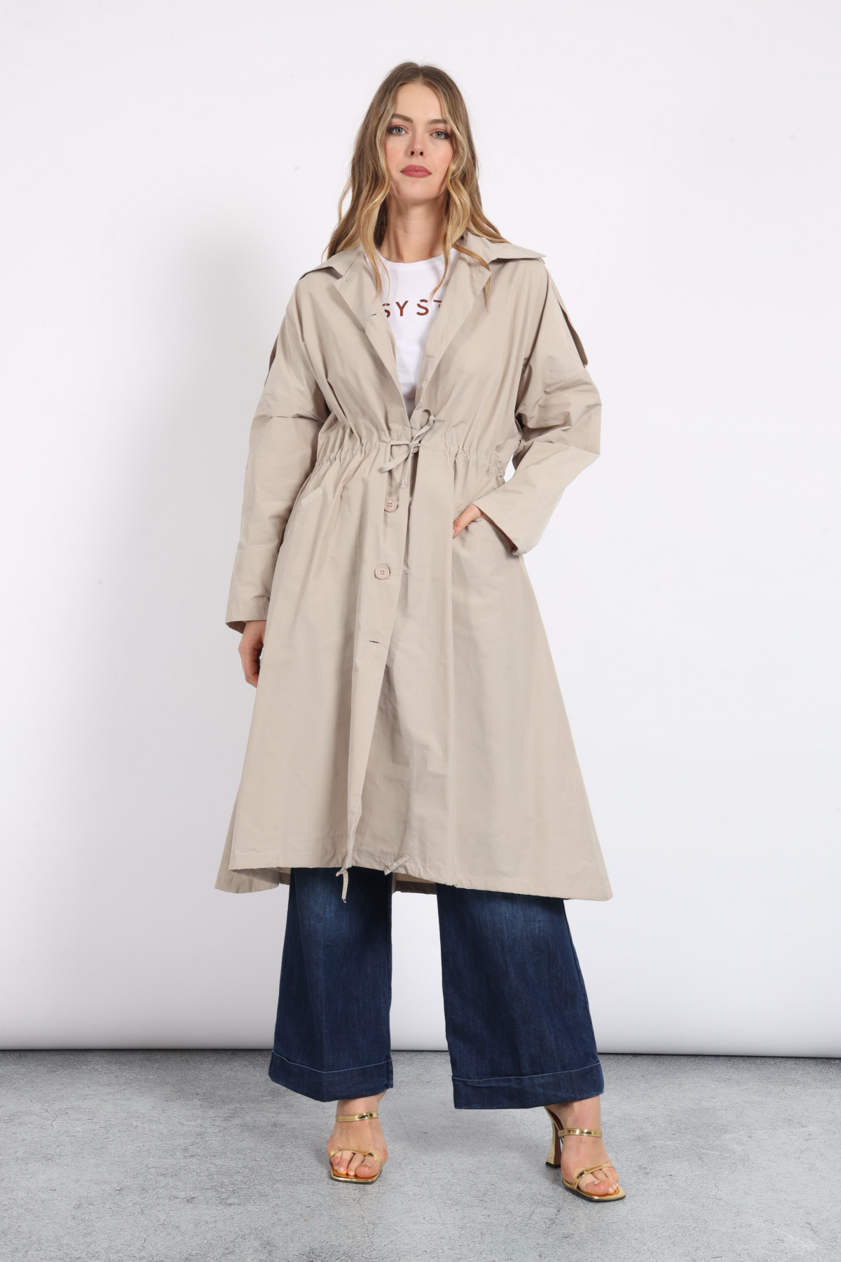 Trench Jacket with Drawstring