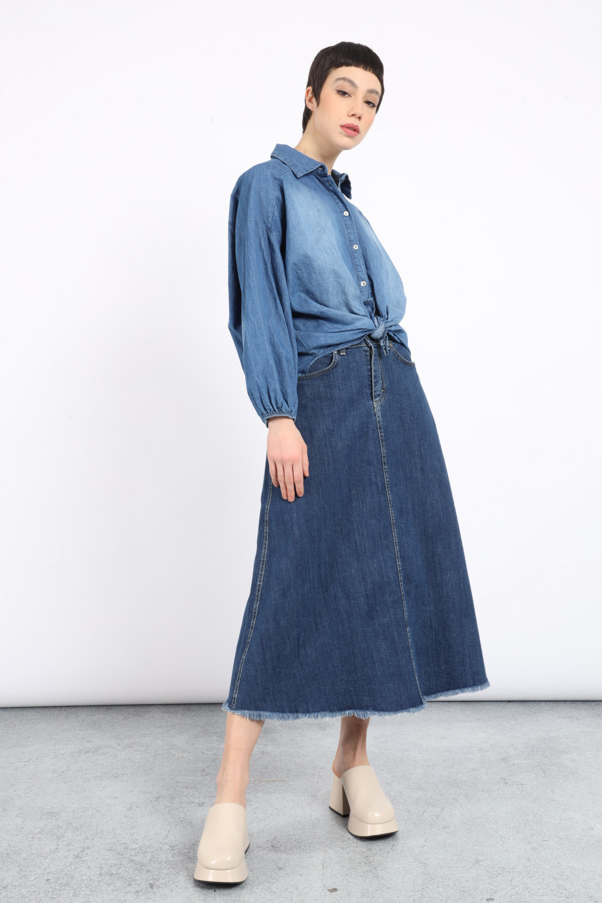 Denim Midi Skirt