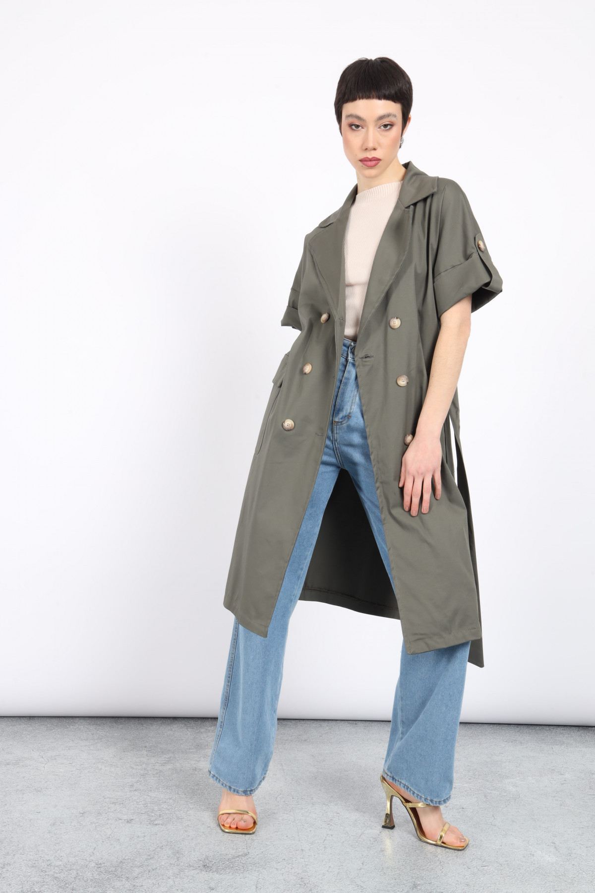 Short Sleeve Trench Coat
