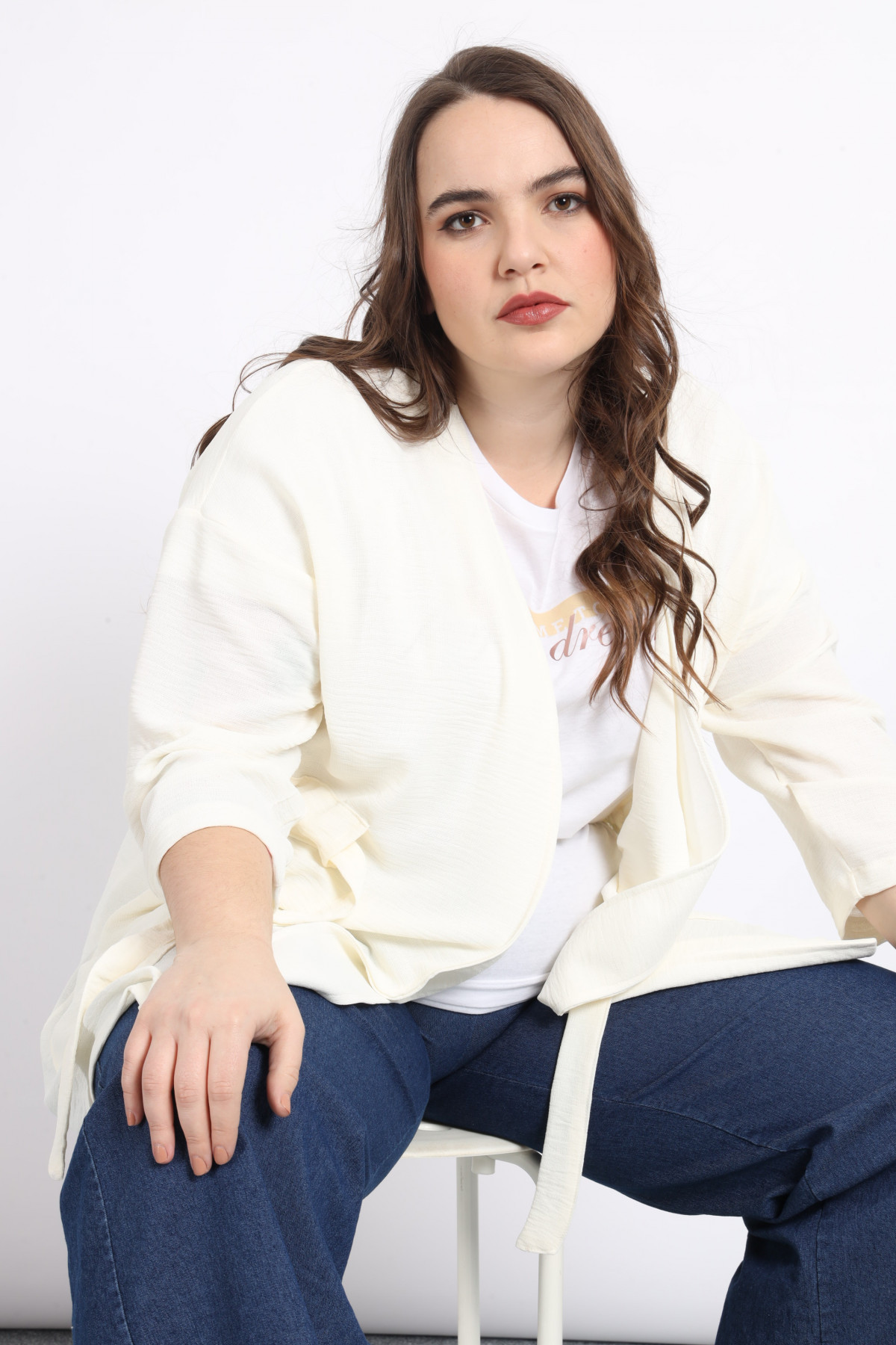 Embossed Kimono with Belt