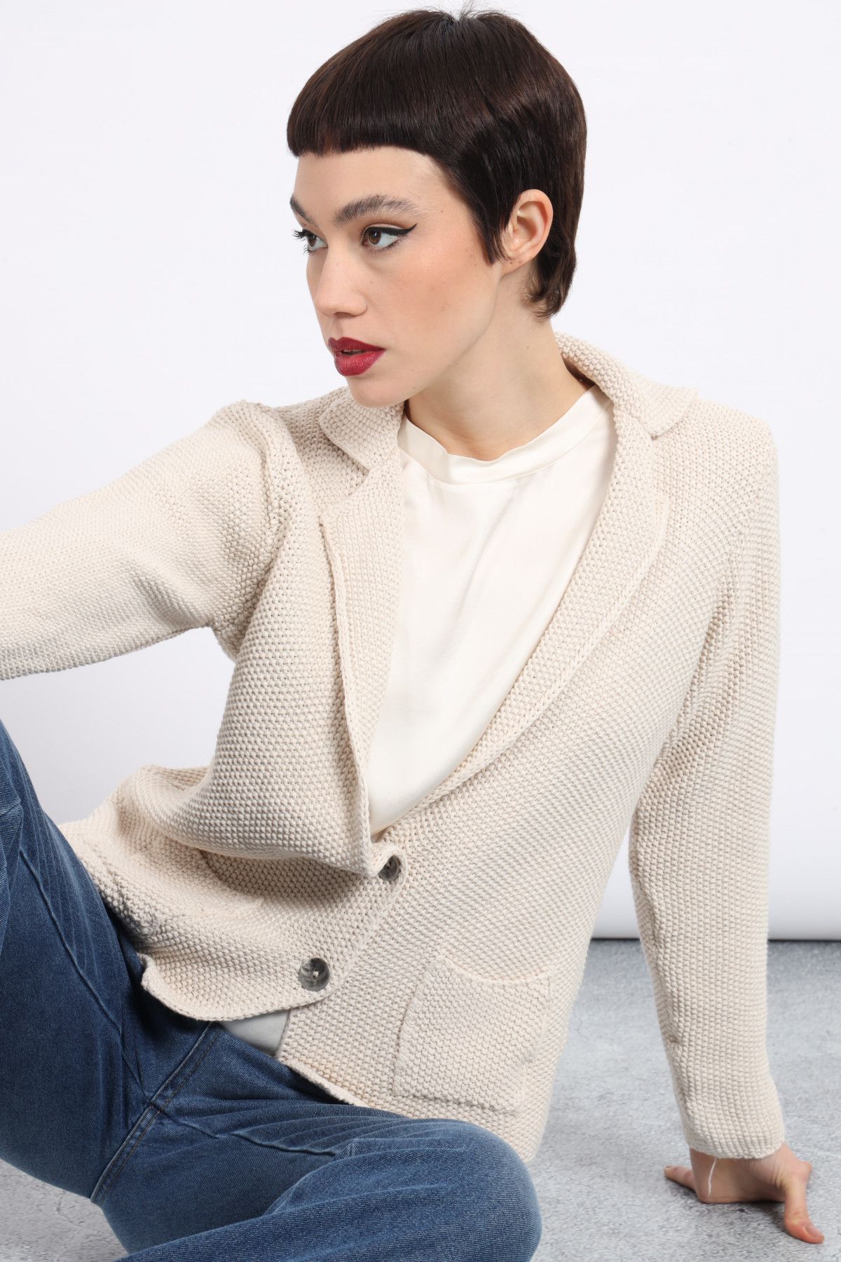 Lapel Collar Cardigan