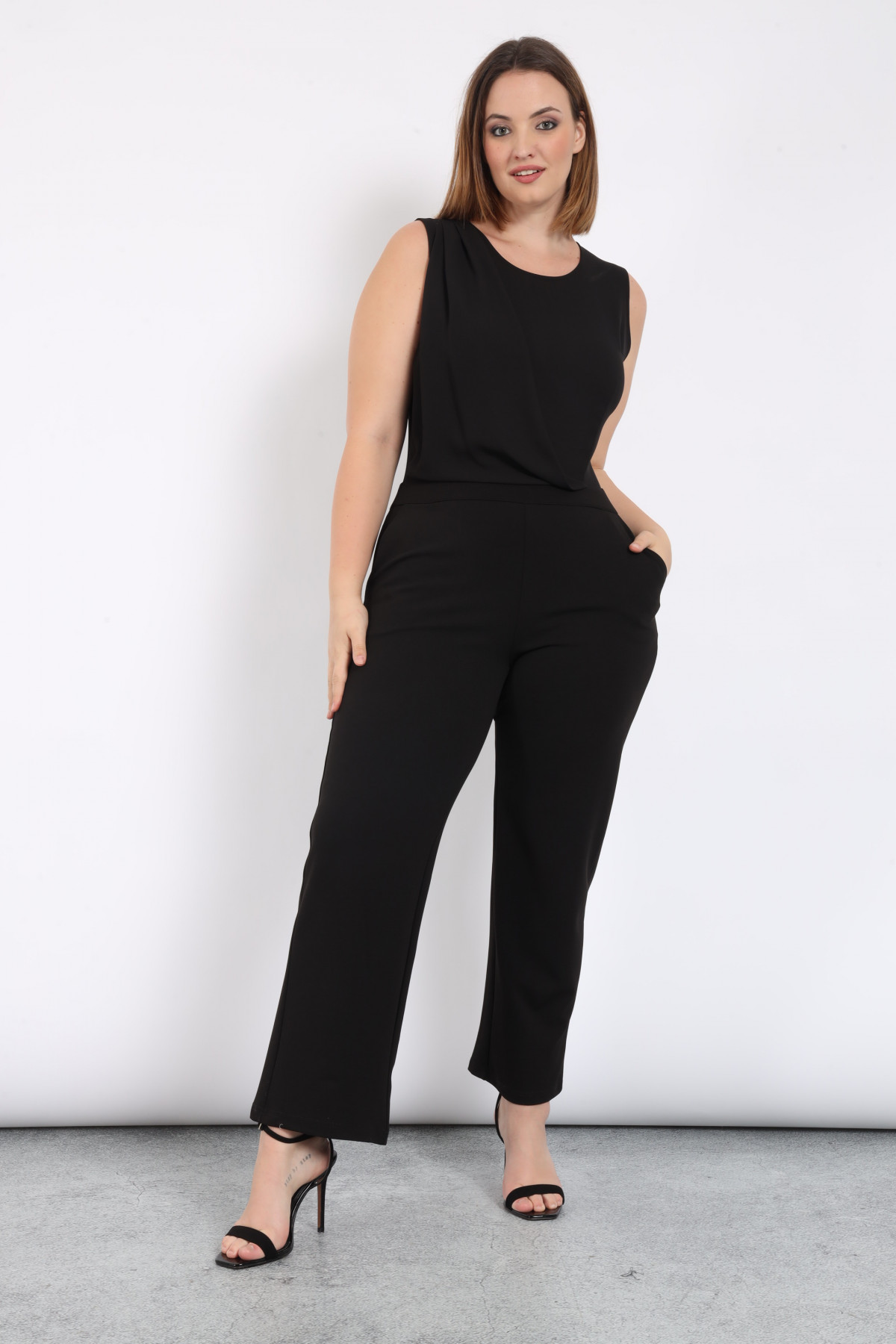 Sleeveless Jumpsuit with Palazzo Pants