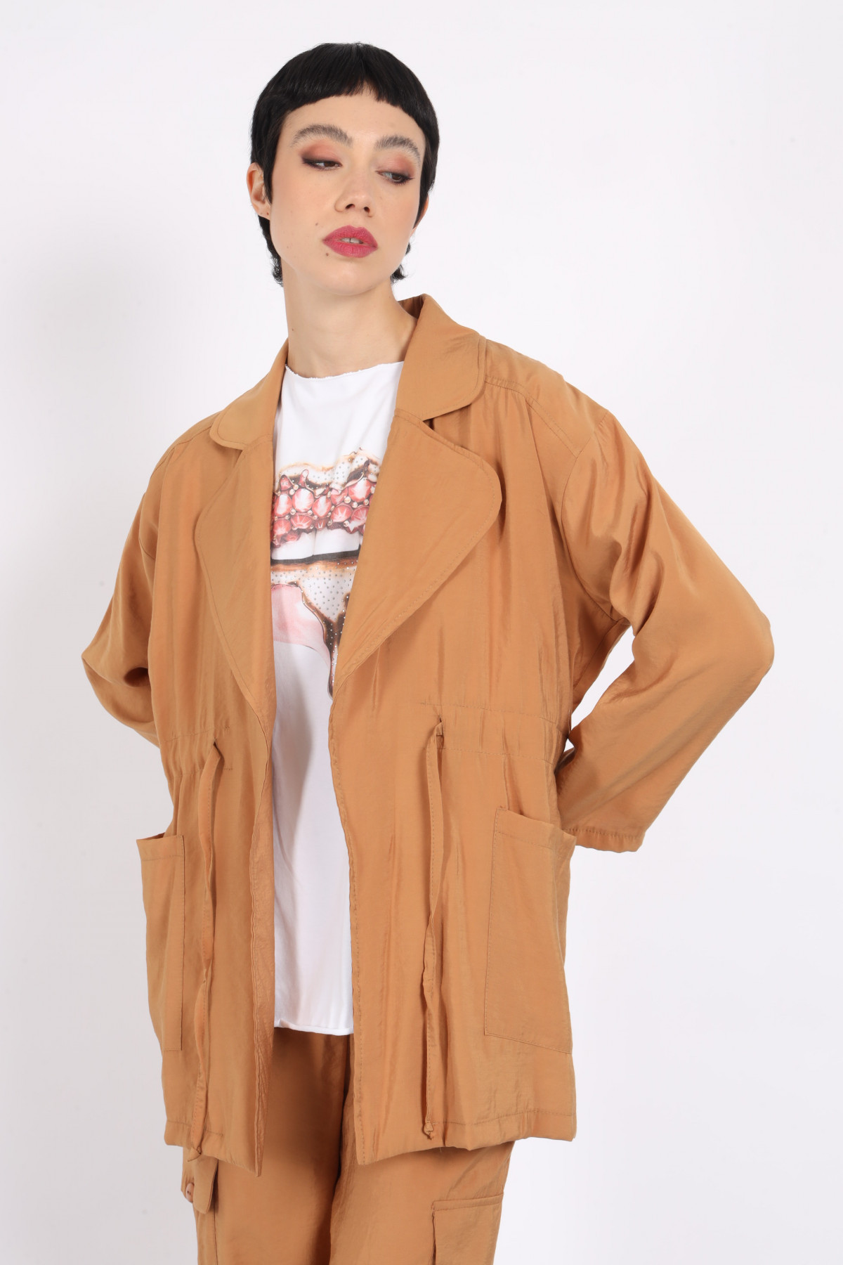 Trench Coat With Drawstring