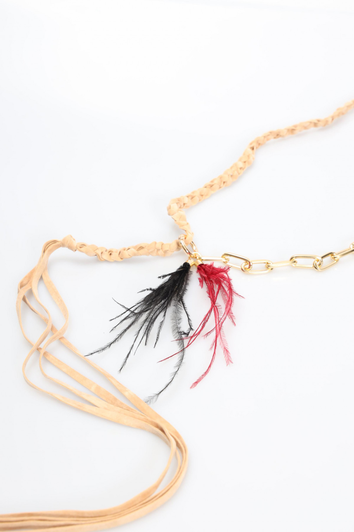 Necklace With Fringes And Feathers