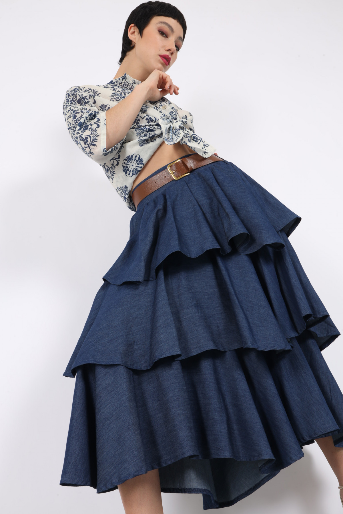 Long flounced skirt