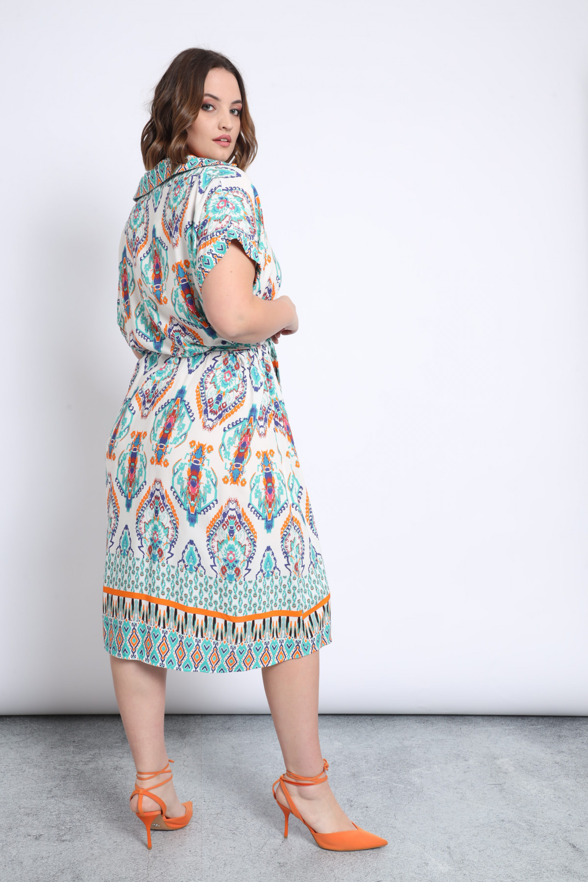 Patterned Chemisier Dress