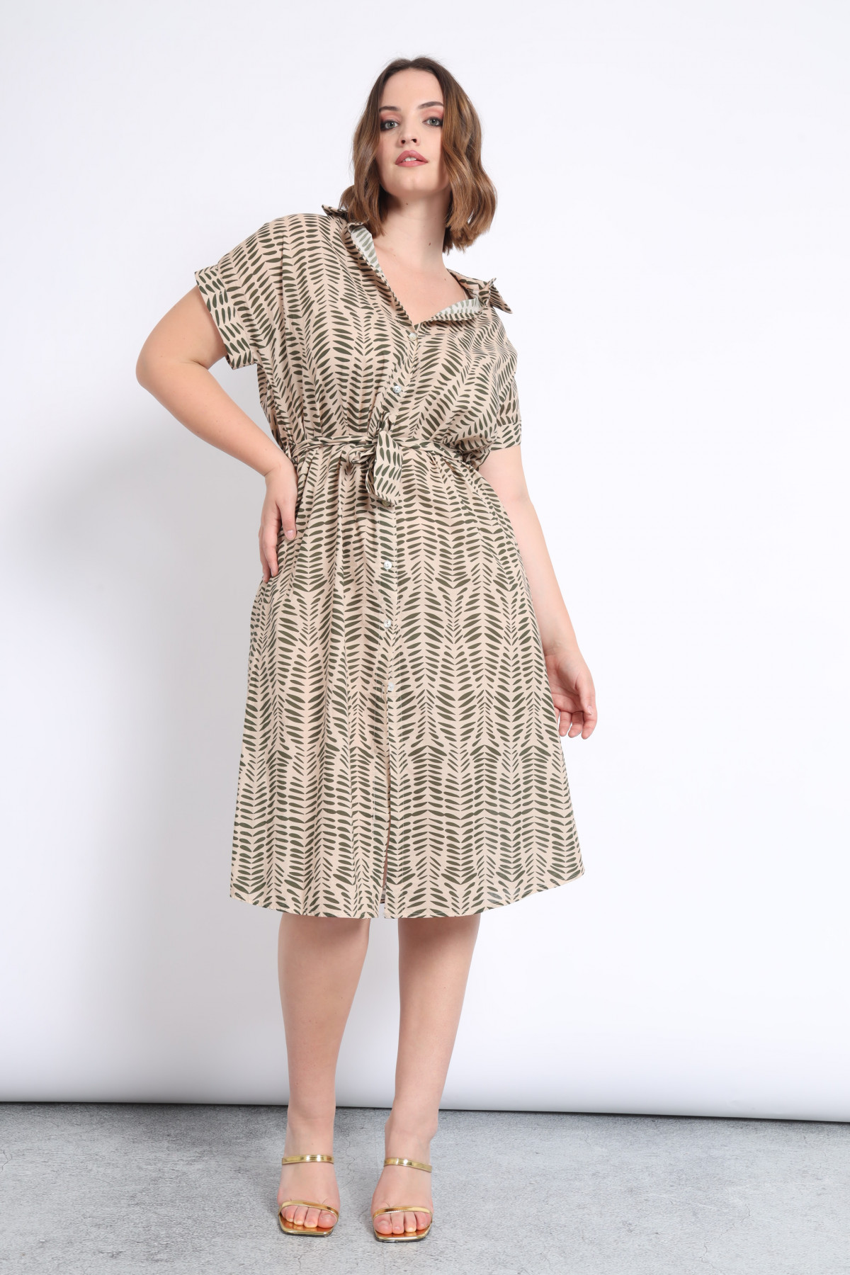 Patterned Chemisier Dress