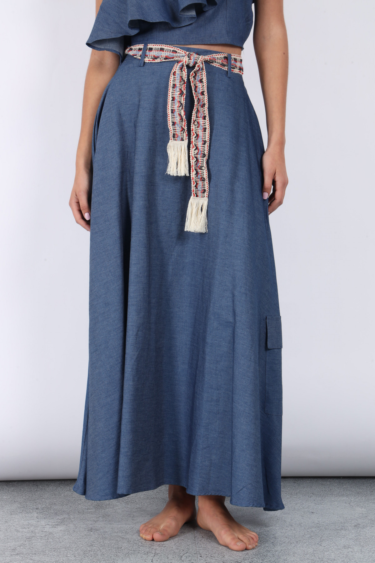Long Chambray Skirt