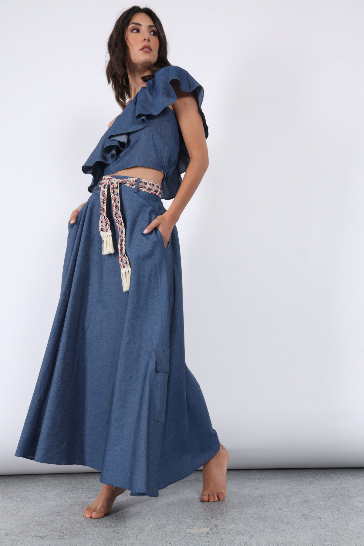 Long Chambray Skirt