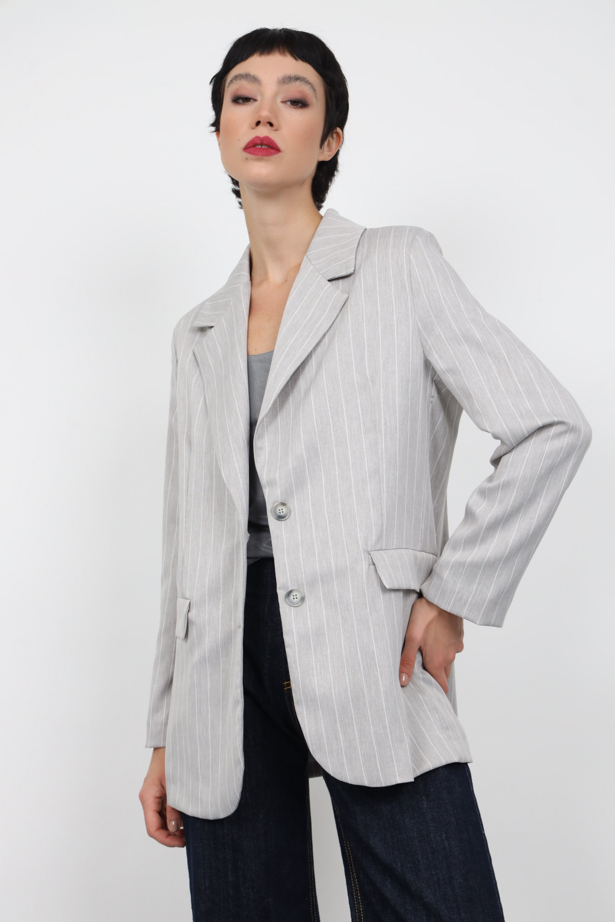 Two Button Pinstripe Blazer