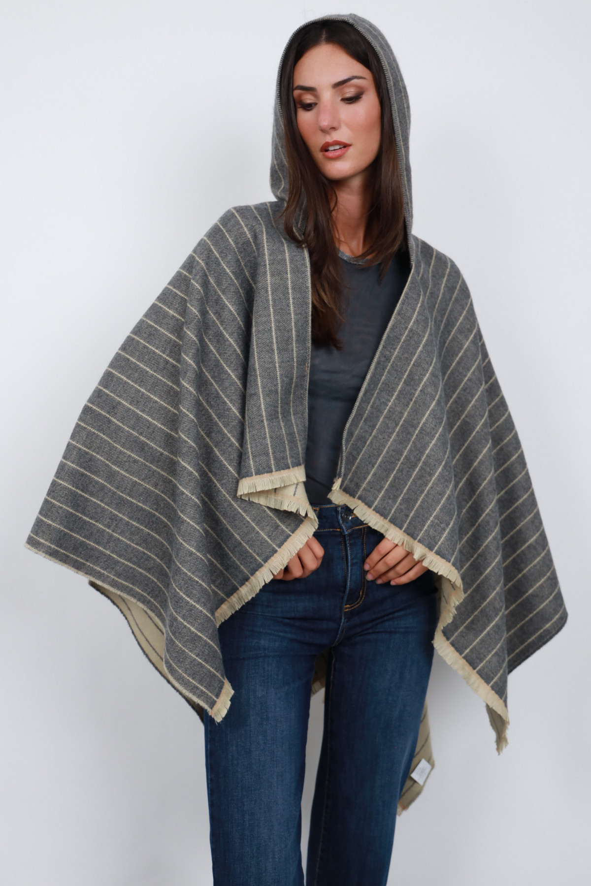 Pinstriped cape