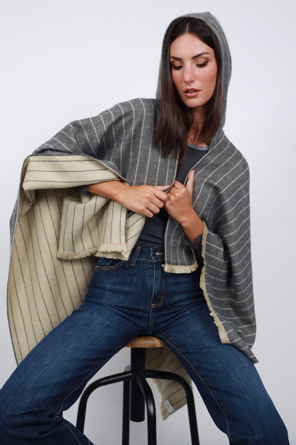 Pinstriped cape