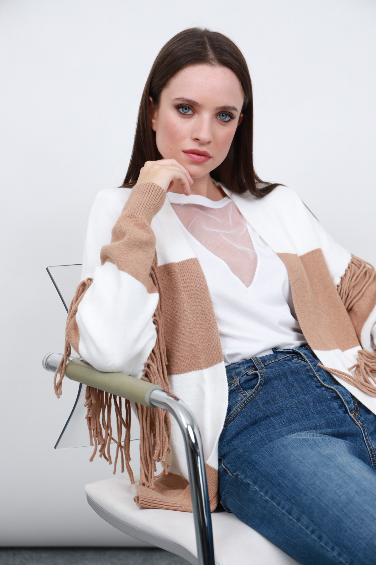 Strickjacke mit Fransen