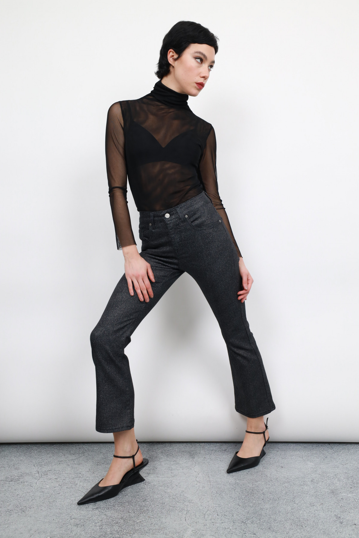 Black Denim Lurex Texture