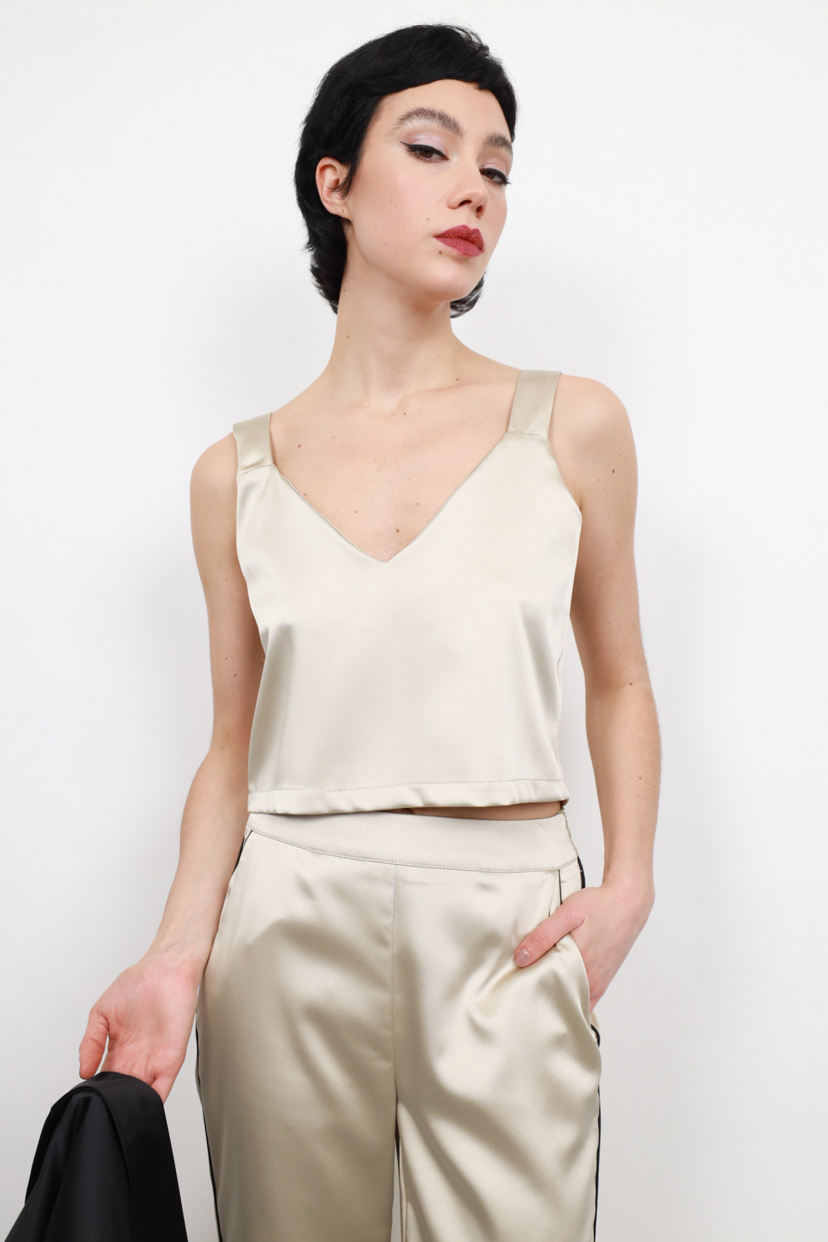 Satin Effect Cropped Top
