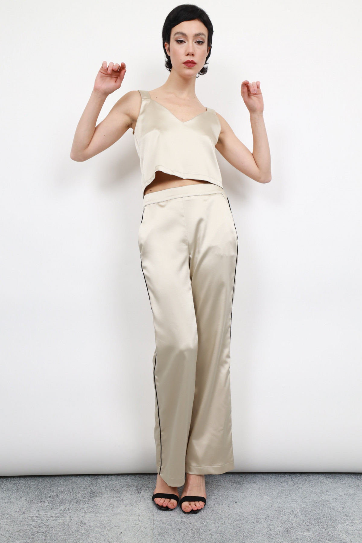 Straight Satin Effect Pants