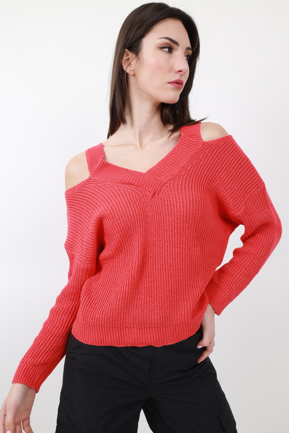 Sweater with shoulder pads