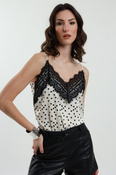 Polka Dot Top With Lace