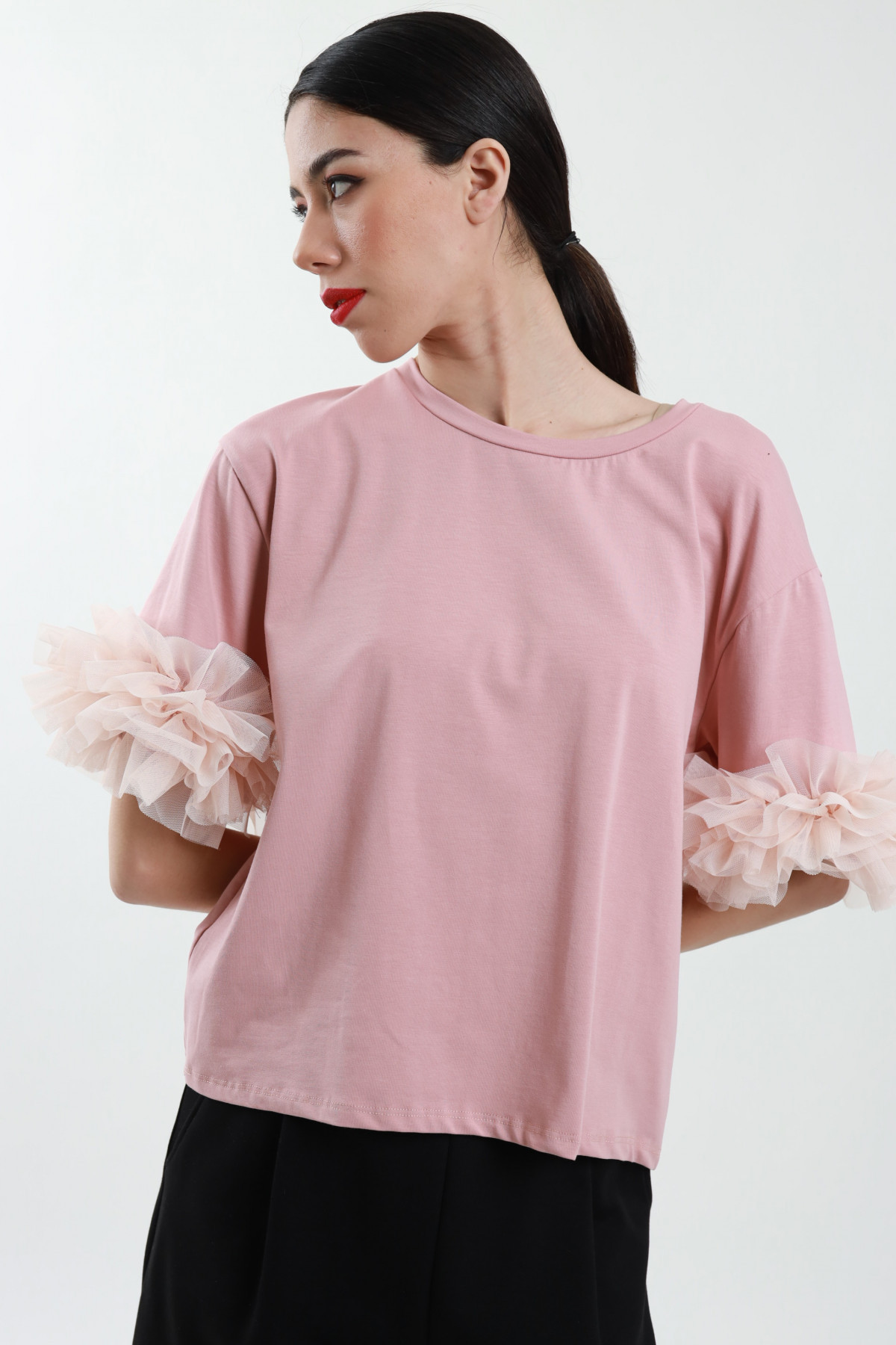 Oversized T-Shirt With Tulle