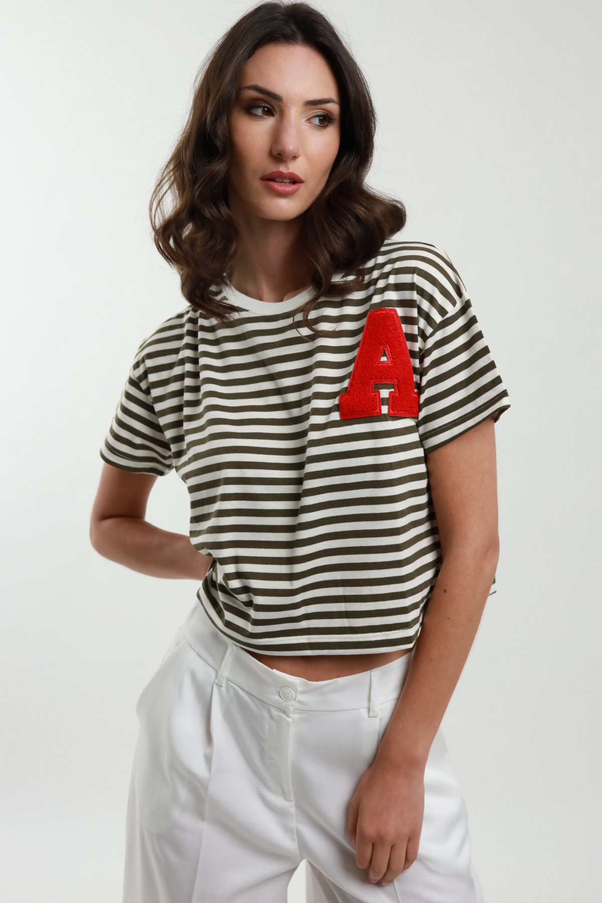 Striped shirt with patch
